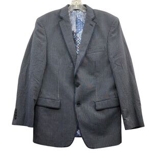 VAN HEUSEN Men's Preppy‎ Blue Striped Cotton Blazer Sport Coat Workwear 38R